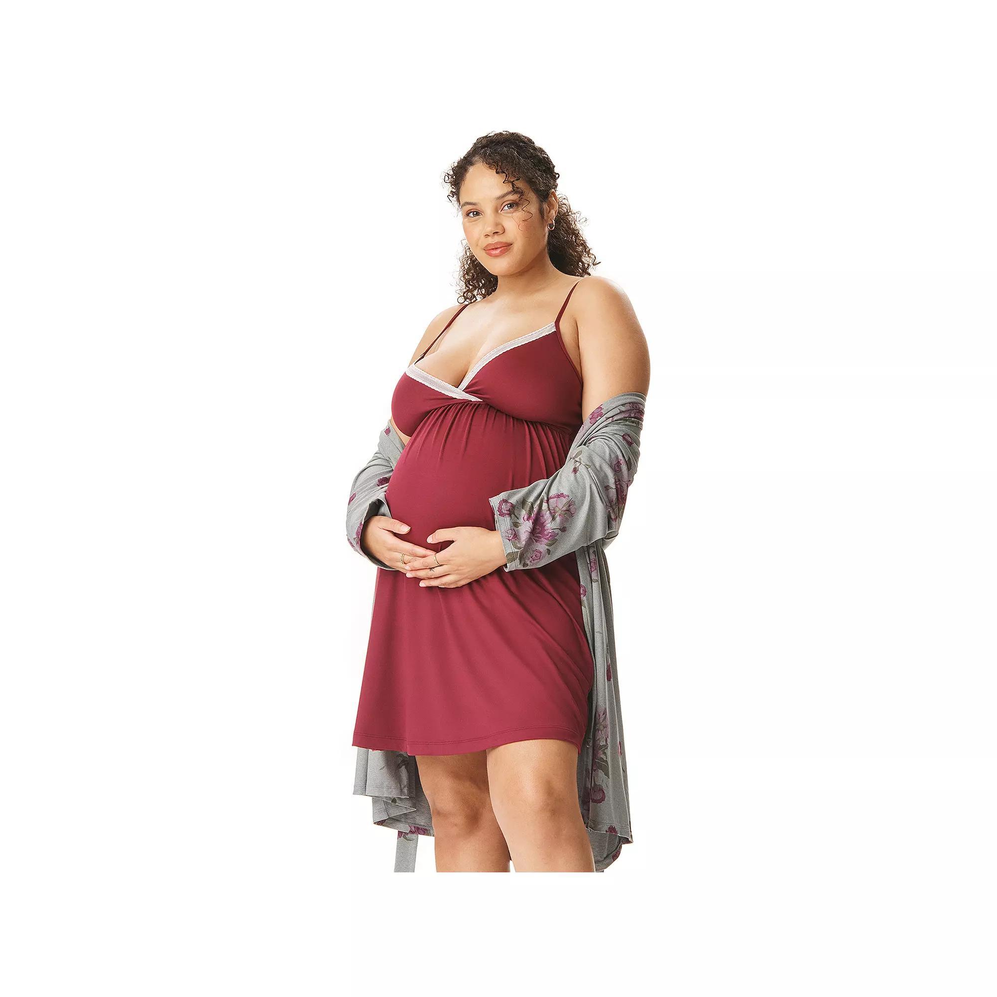 Maternity Motherhood Robe & Chemise Set, Womens Product Image