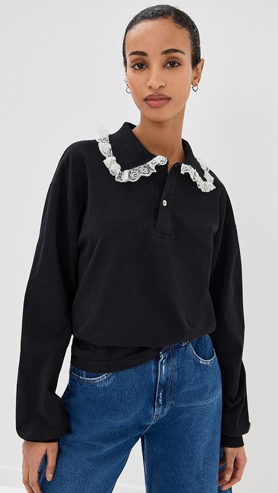 Tanner Fletcher Cletus Lace Trim Long Sleeve Polo | Shopbop Product Image
