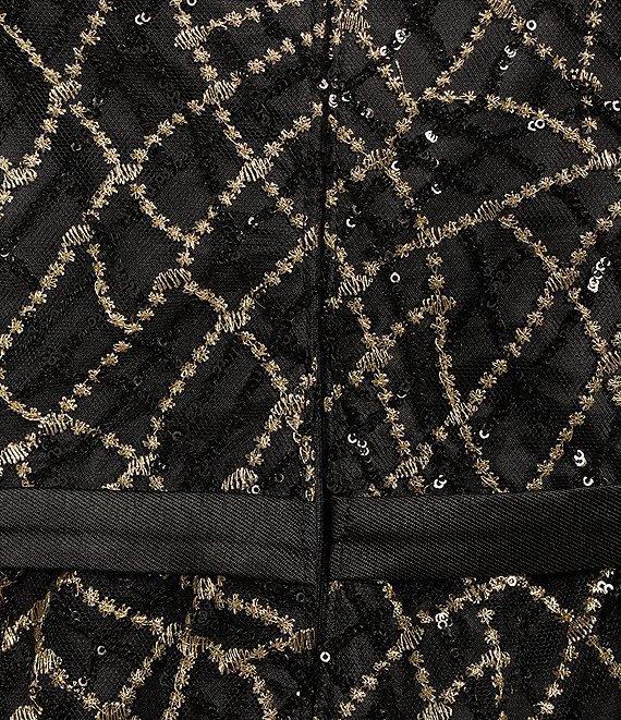 Calvin Klein Sleeveless V-Neck Sequin Mesh Short A-Line Dress Product Image