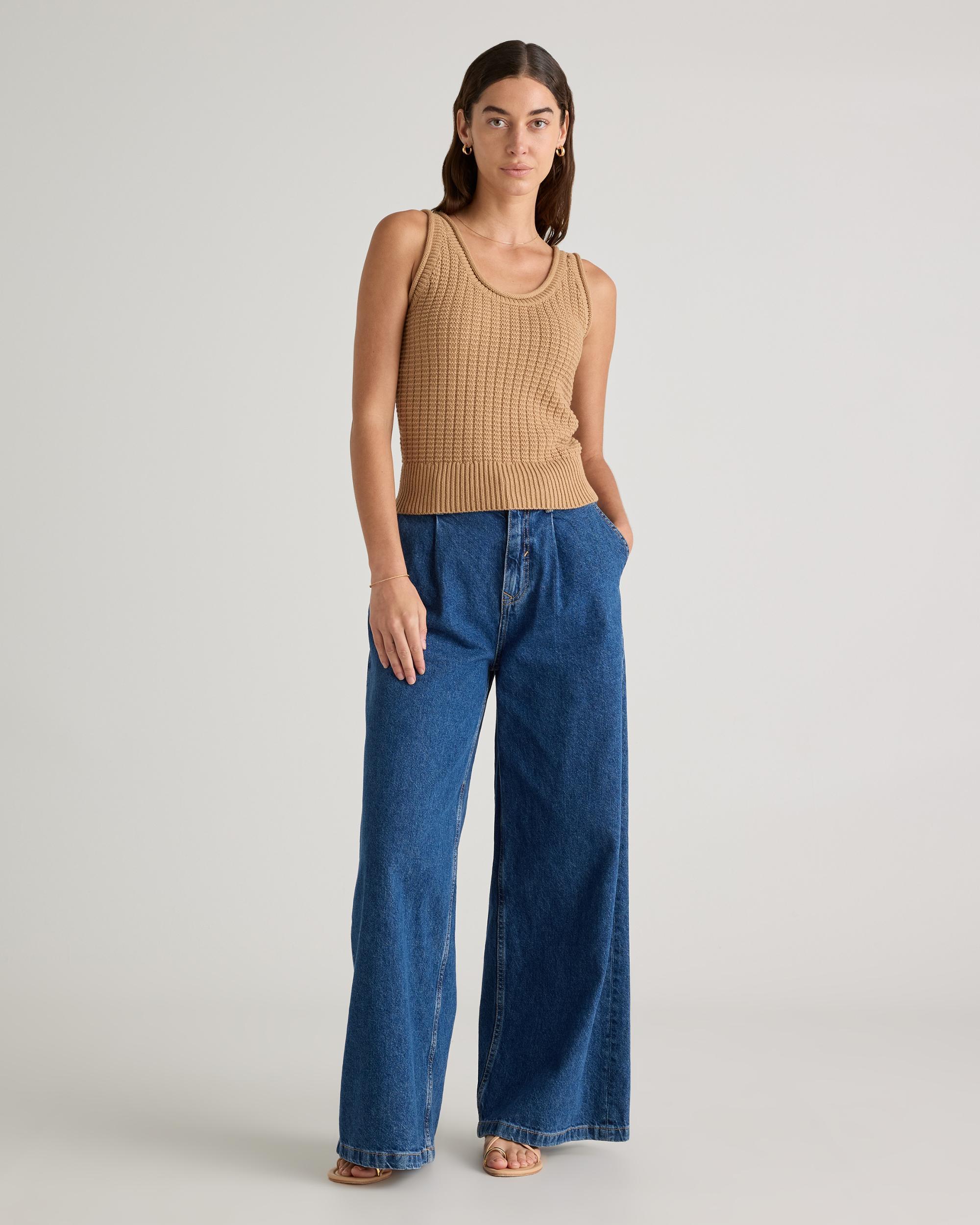 Quince | Women's Waffle Cropped Sweater Tank Top Size XS, Organic Cotton Product Image