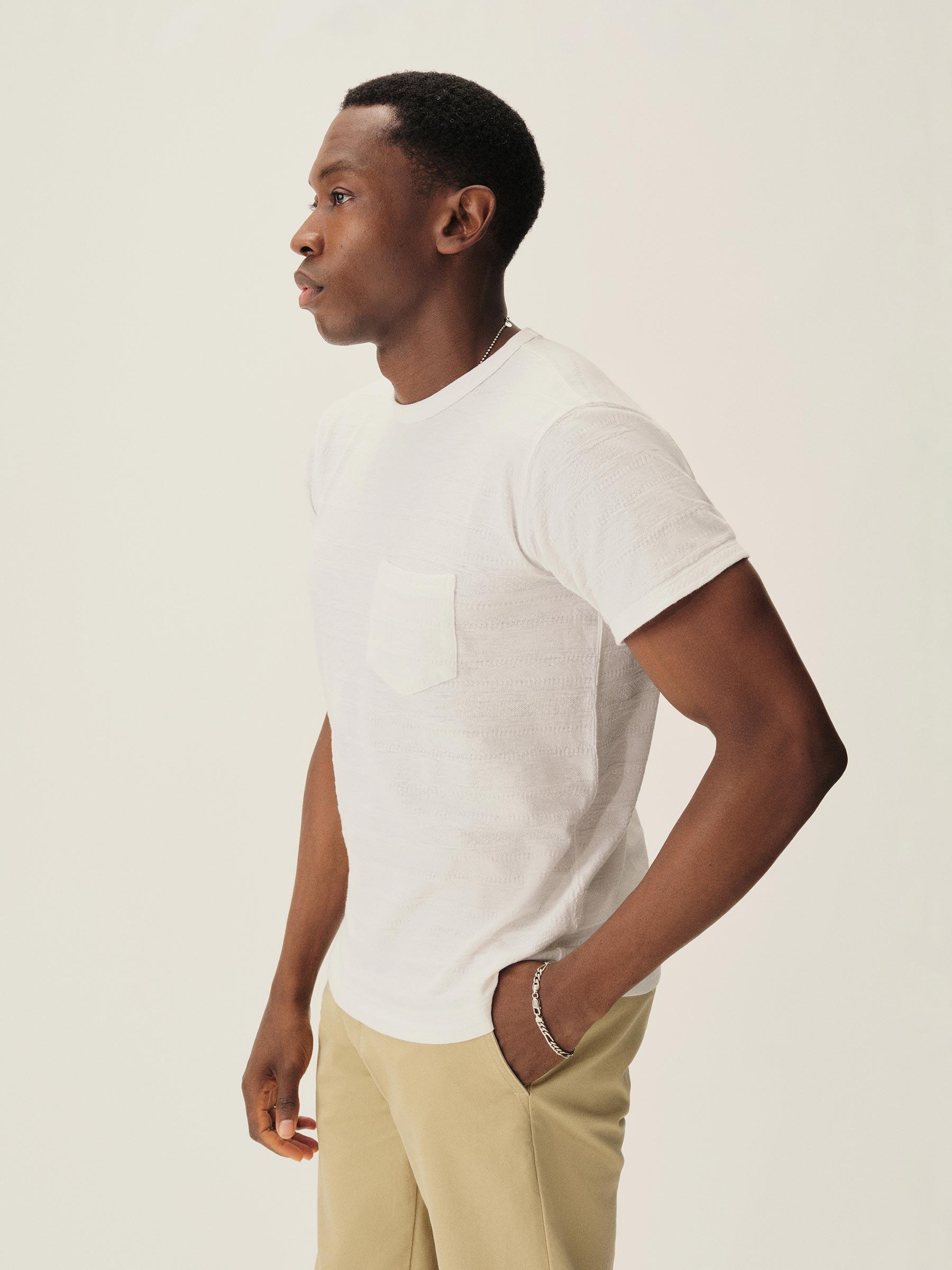 White Vintage Jacquard Pocket Tee Product Image