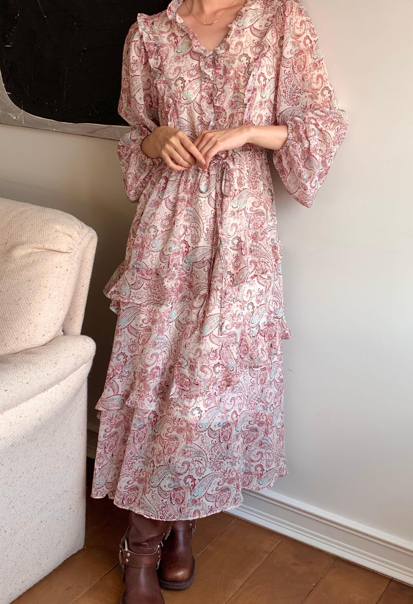 Paisley Ruffle Dress Product Image