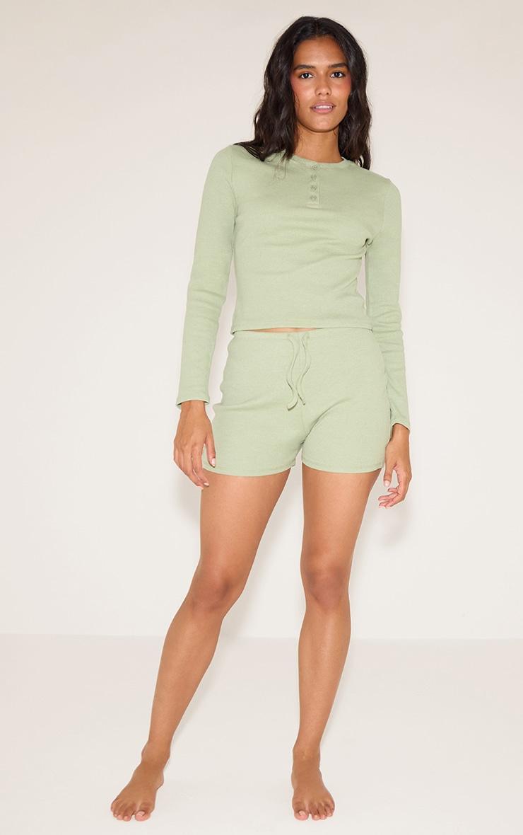 Sage Ribbed Pj Short Product Image