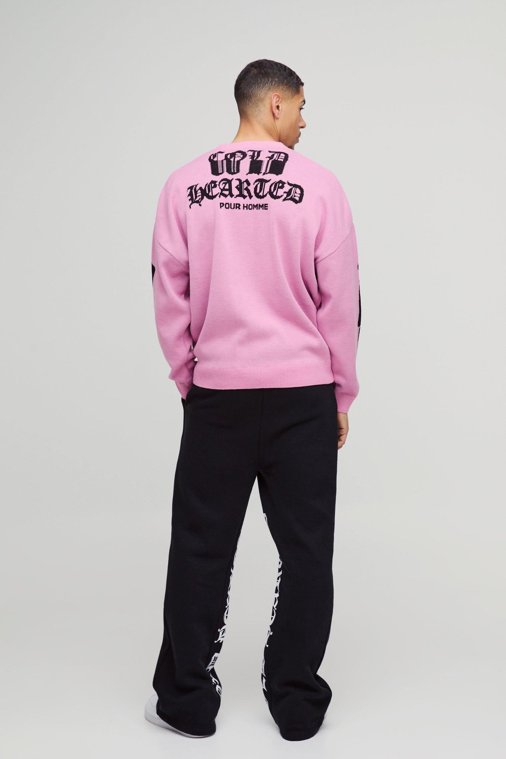 Oversized Drop Shoulder Skeleton Print Knitted Sweater | boohooMAN USA Product Image