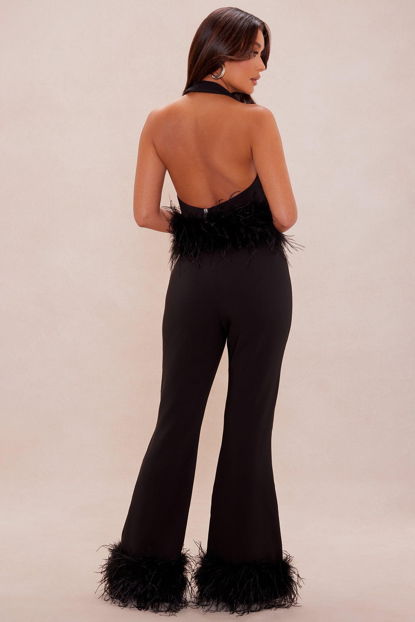 Patti Feather Pant Set - Black Product Image
