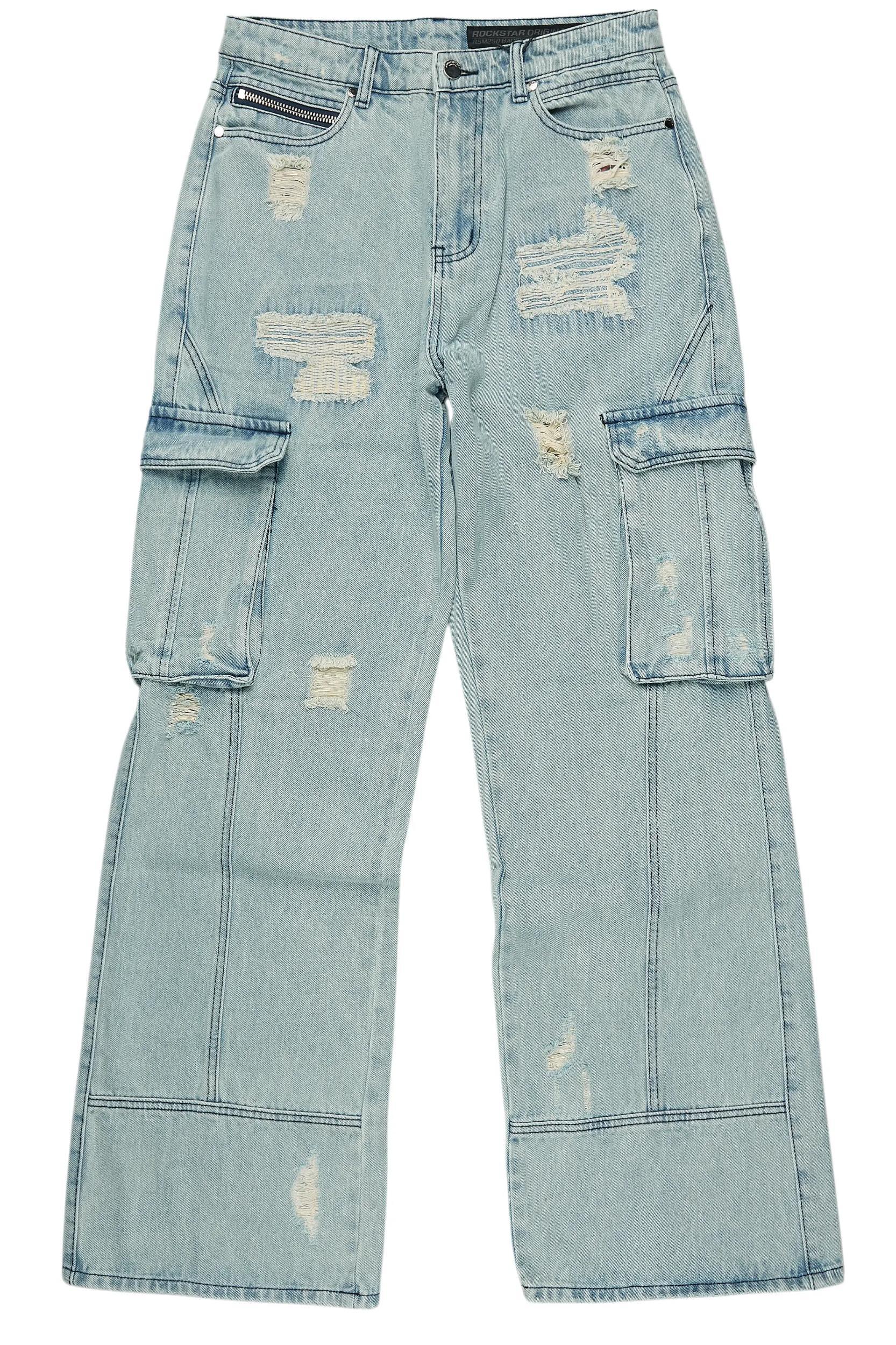 Nand Light Blue Baggy Cargo Jean Male Product Image