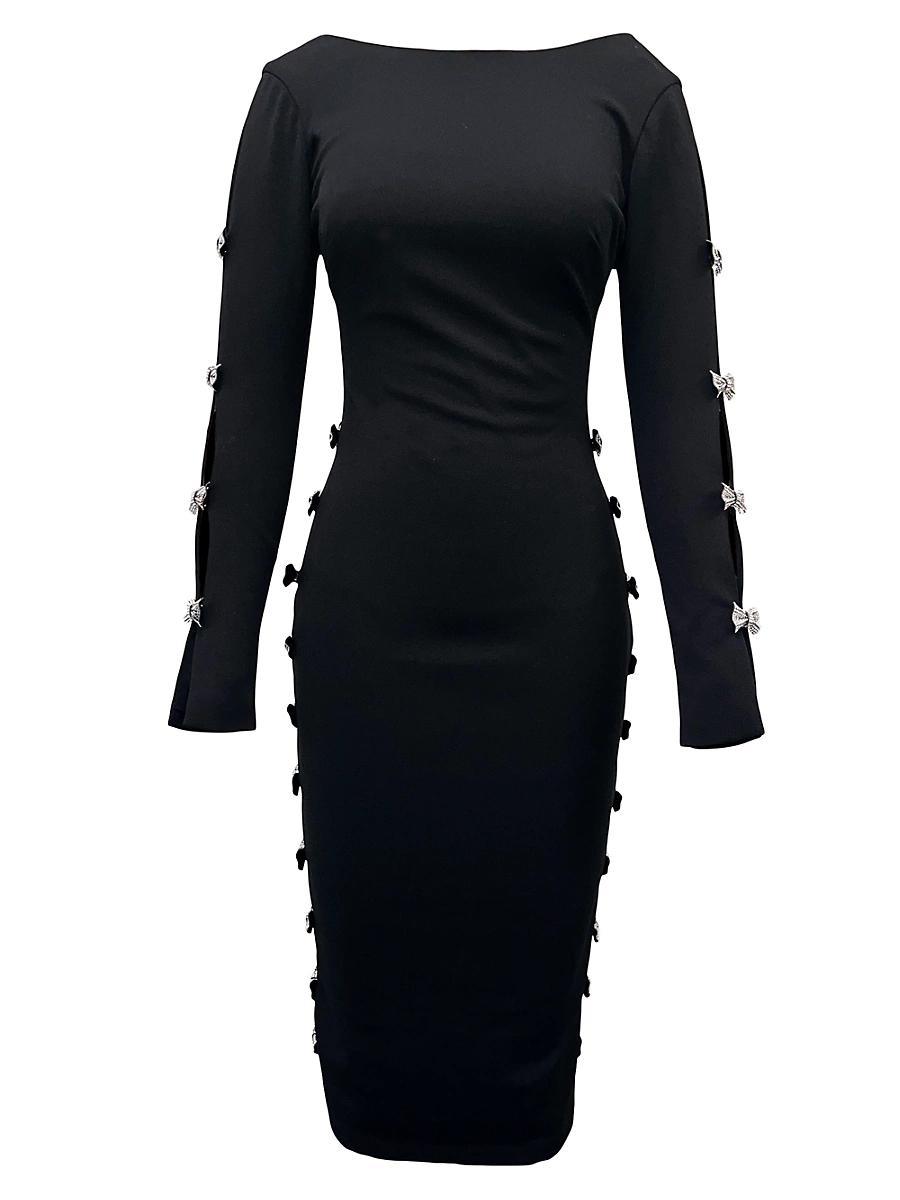 Womens Emery Bow-Detailed Crepe Midi-Dress Product Image