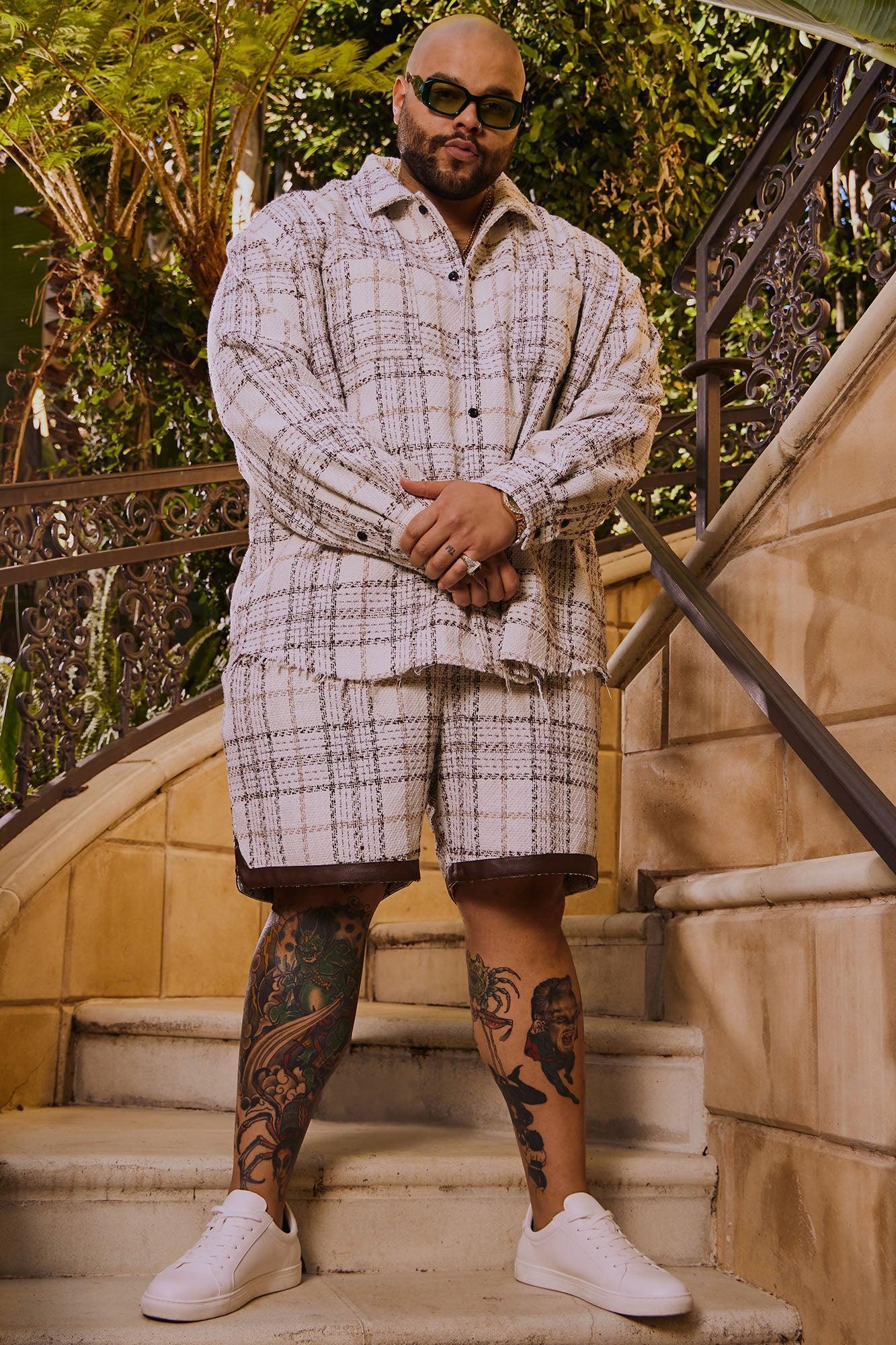 Casual Act Plaid Shacket - White/combo Product Image