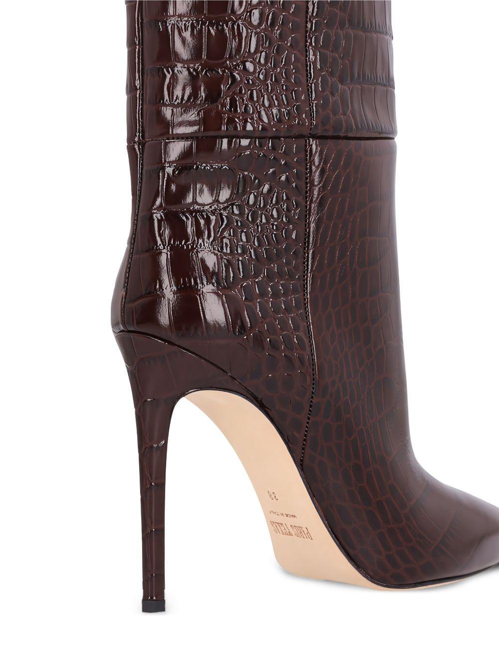 85mm crocodile-embossed knee-high boots Product Image