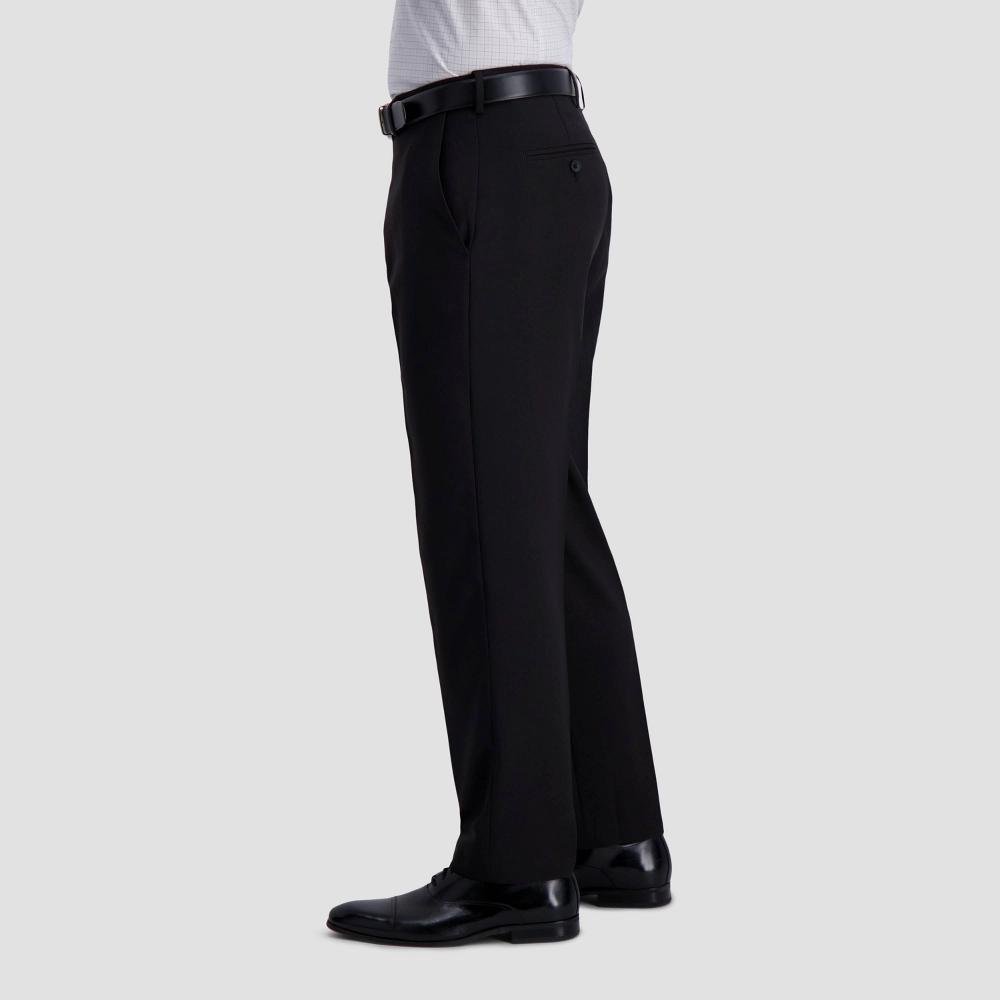 Haggar H26 Men's Stretch Dress Pants - Black 42x30: Midweight, Relaxed Leg, Fly Hook Closure Product Image