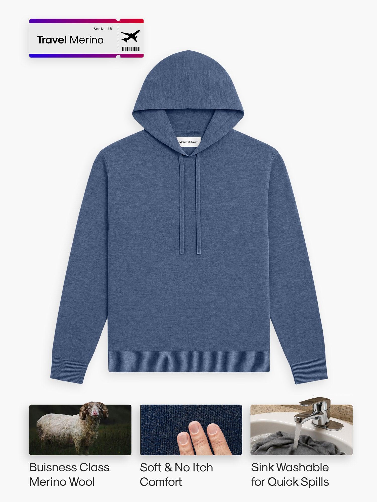 Men's Travel Merino Hoodie - Merlot Product Image
