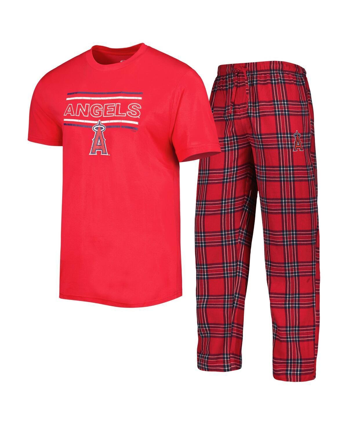 Men's Concepts Sport Red/Navy Los Angeles Angels Badge T-Shirt & Pants Sleep Set, Size: 4XL Product Image