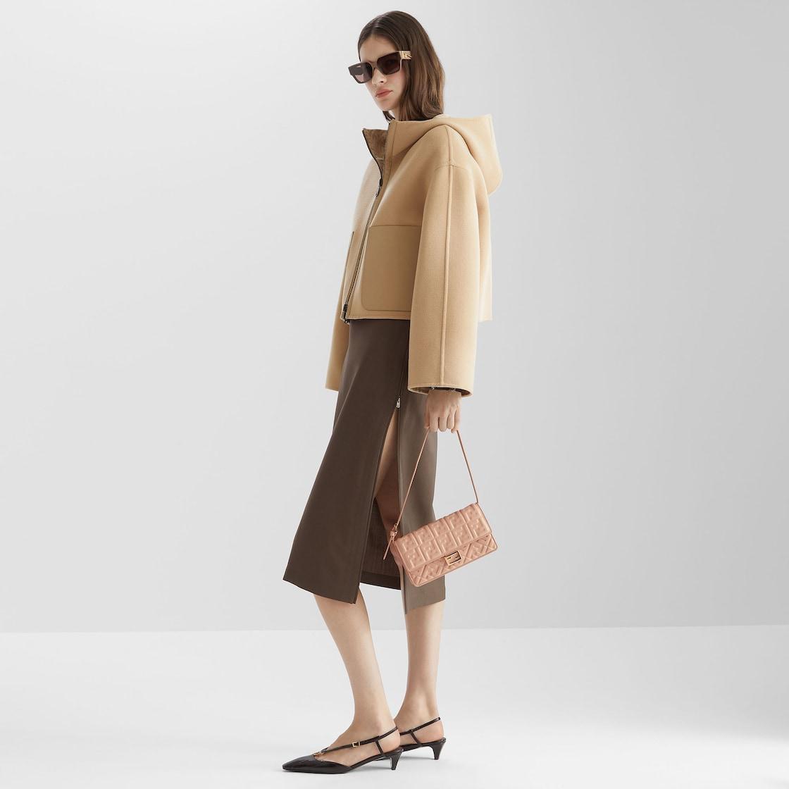 Fendi FFoldBrown eel leather low-heeled slingbacks Product Image
