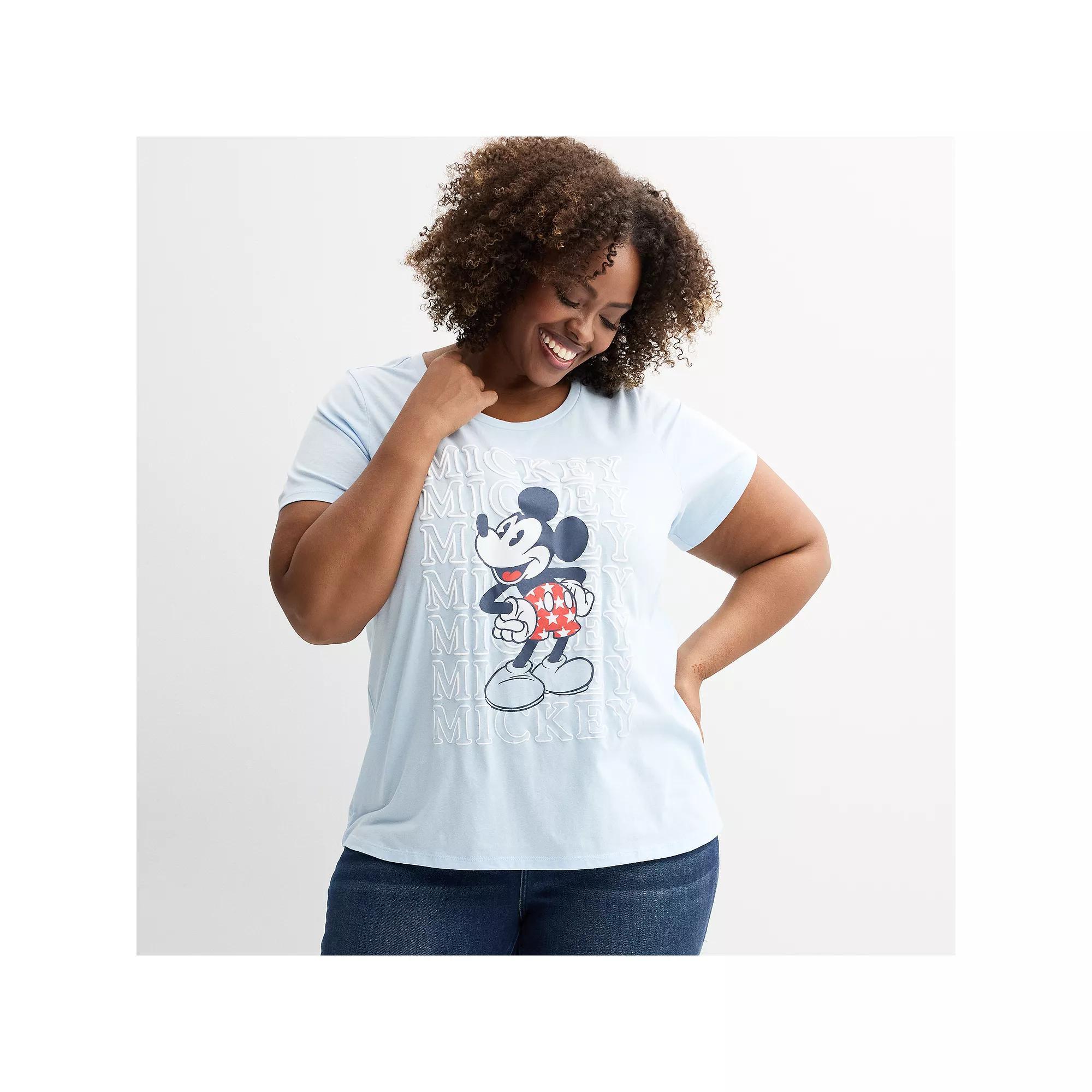 Disney's Mickey Mouse Plus Size Star Shorts Graphic Tee, Women's, Size: 3XL, Blue Product Image