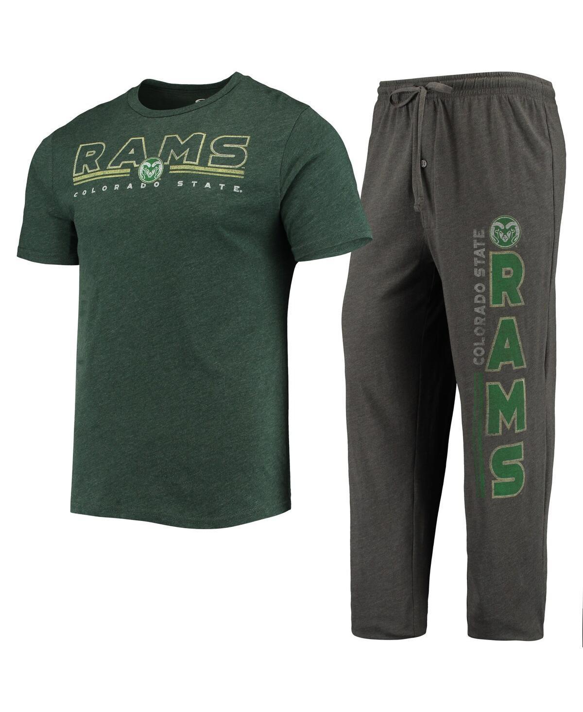 Men's Concepts Sport Heathered Charcoal/Green Colorado State Rams Meter T-Shirt & Pants Sleep Set, Size: Large Product Image