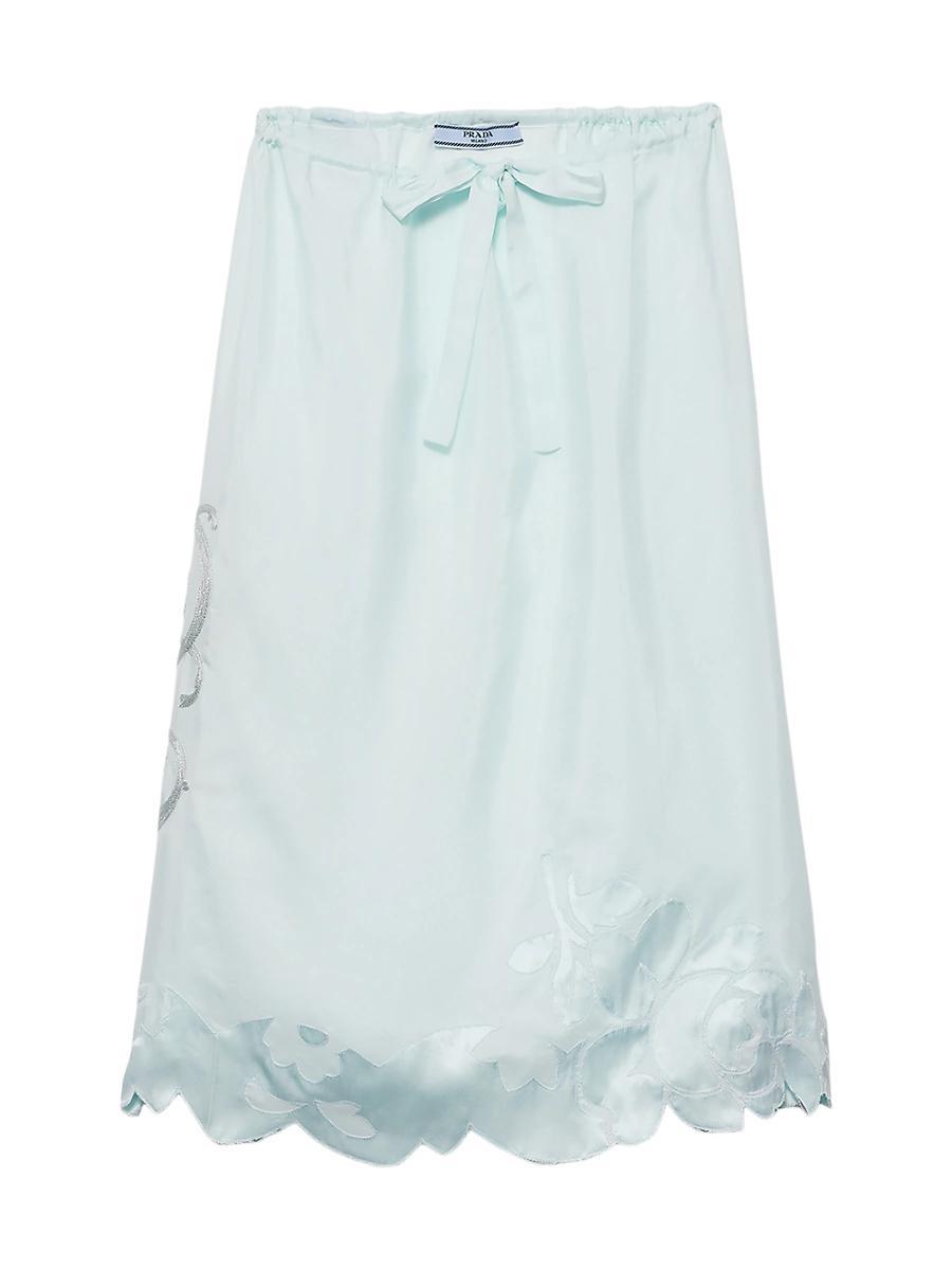 Womens Embroidered Silk Habutai Skirt Product Image