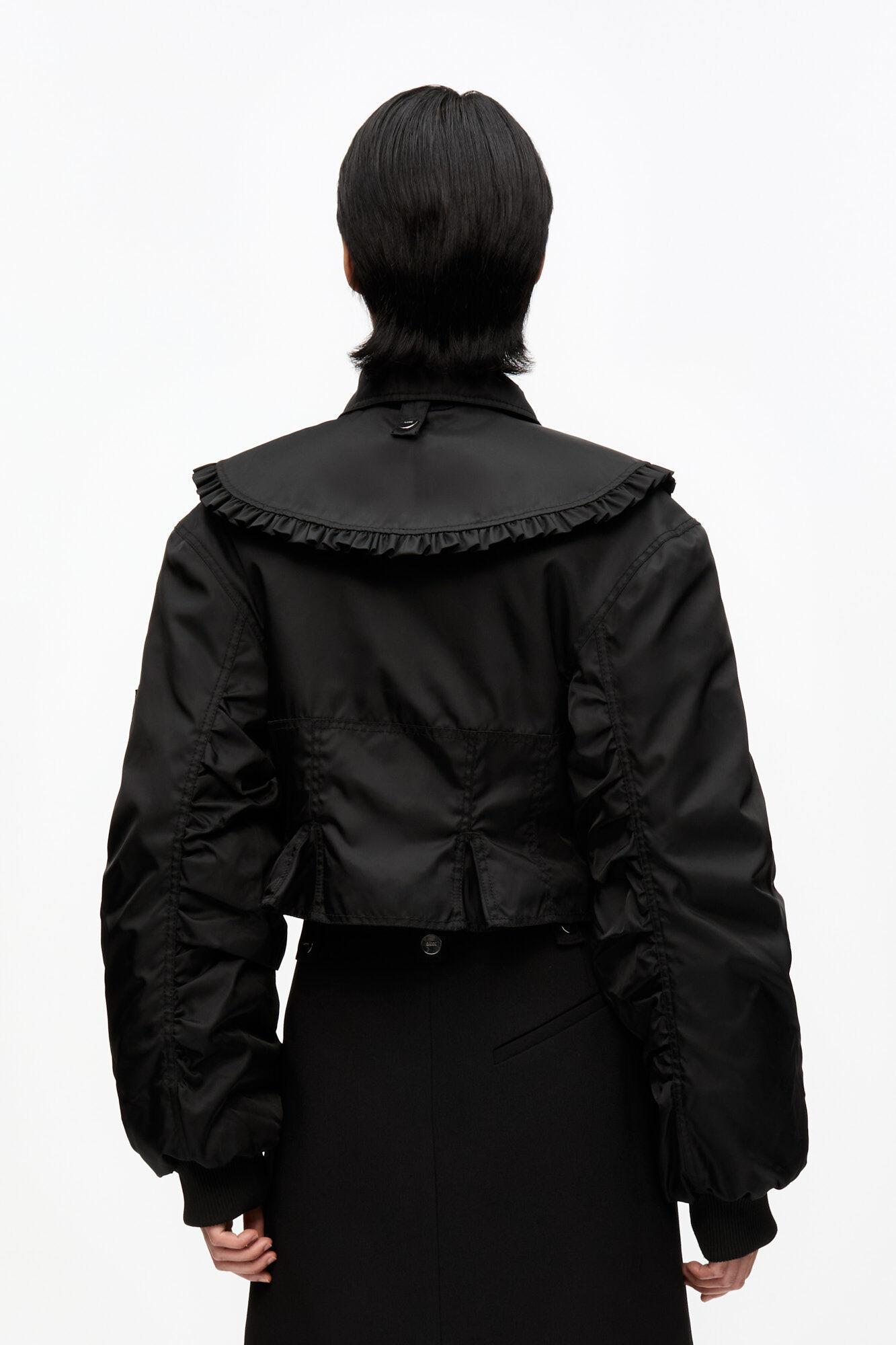 Black Duchesse Nylon Fitted Jacket Product Image