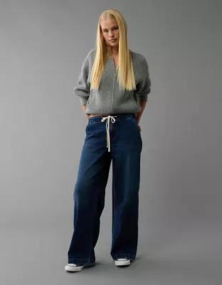 AE Dreamy Drape Cozy Low-Rise Baggy Wide-Leg Jean Product Image