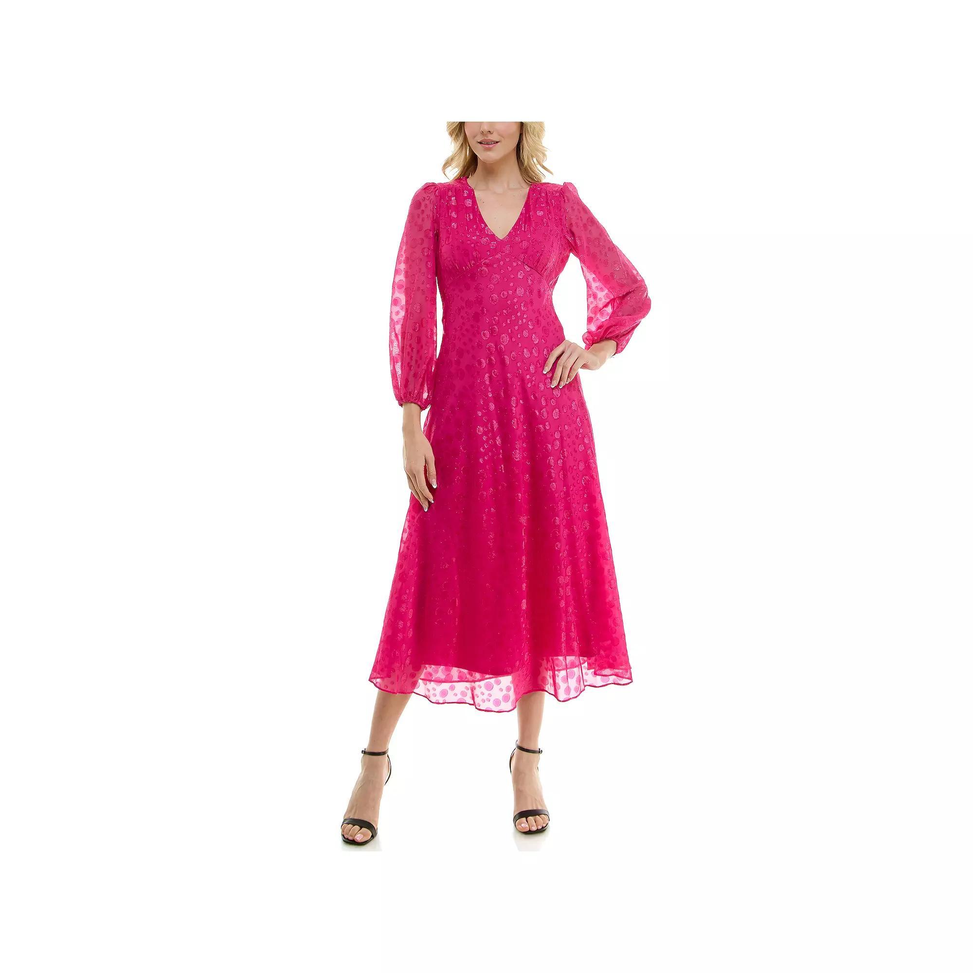Women's Taylor Bias Cut V-Neck Long Sleeve Dress, Size: 6, Pinkolious Product Image