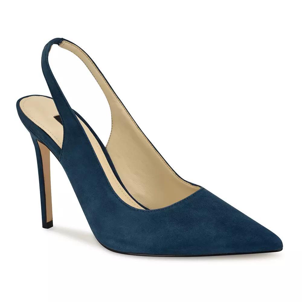 Nine West Feather Women's Sling Back Pumps, Size: 6.5, Blue Suede Product Image