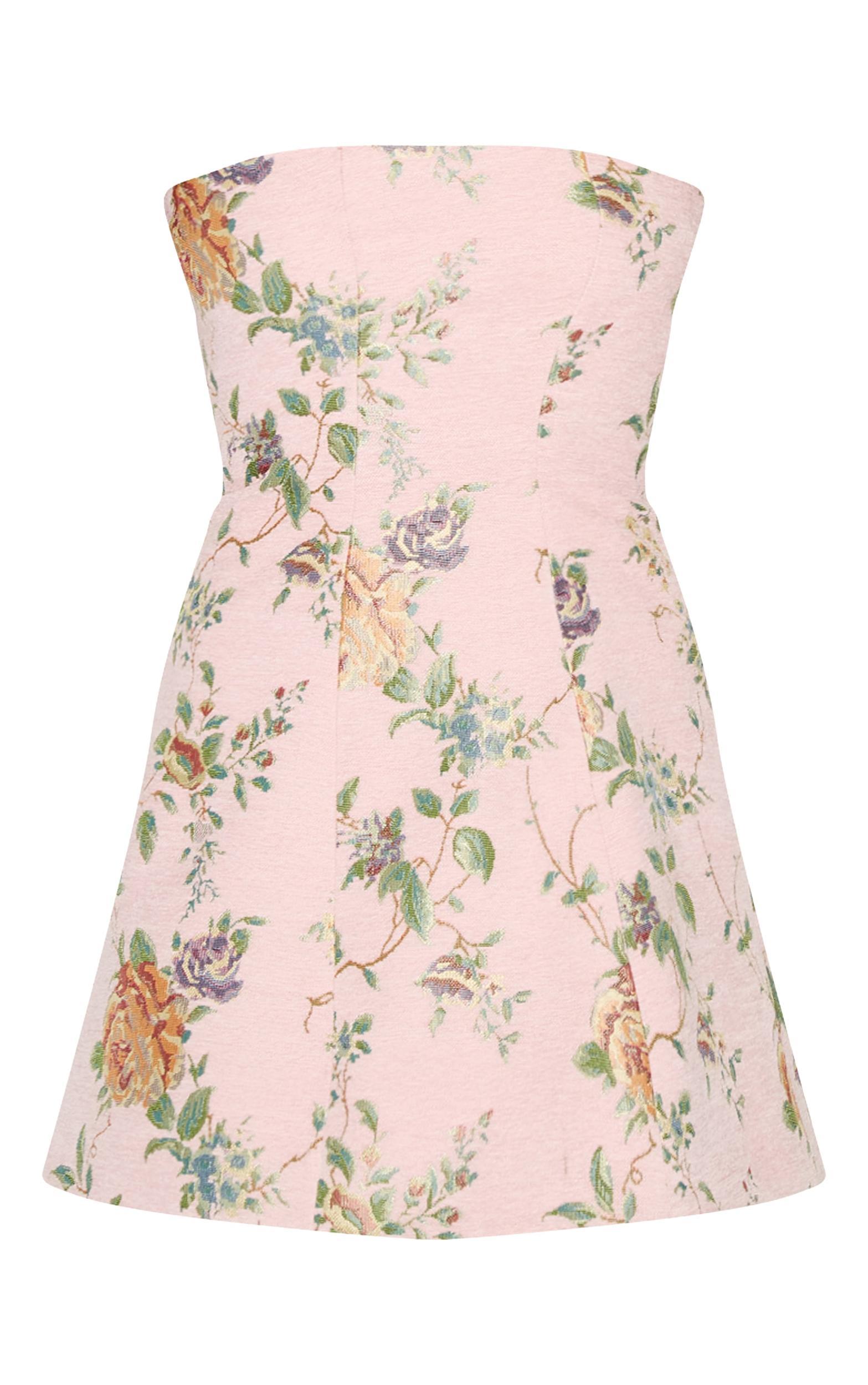 Pink Floral Bandeau A Line Shift Dress Product Image