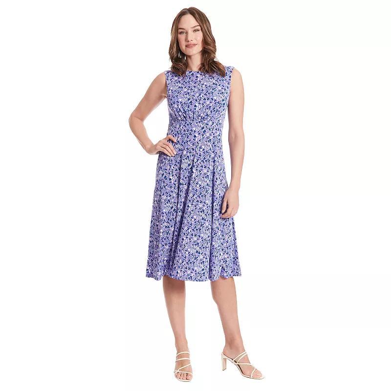 Women's London Times Inset Waist Print Midi Dress, Size: 10, Pink White Product Image