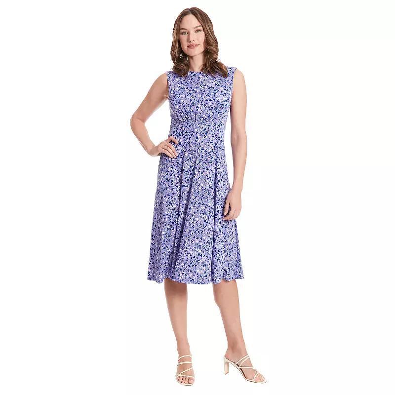 Women's London Times Inset Waist Print Midi Dress, Size: 10, Pink White Product Image