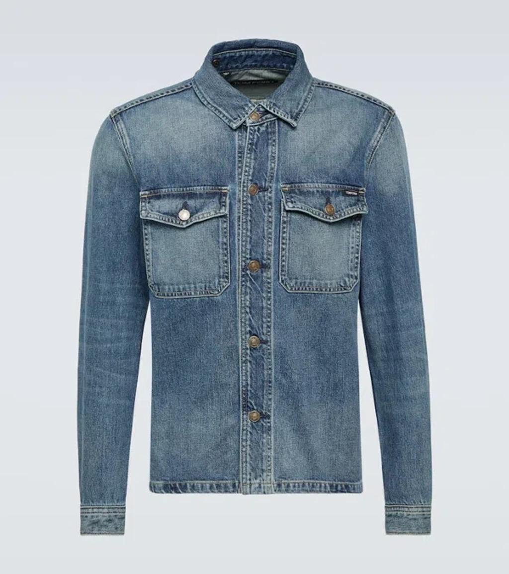 TOM FORD Vintage Pale Blue Denim Shirt Jacket For Men From Ss24 Collection Product Image