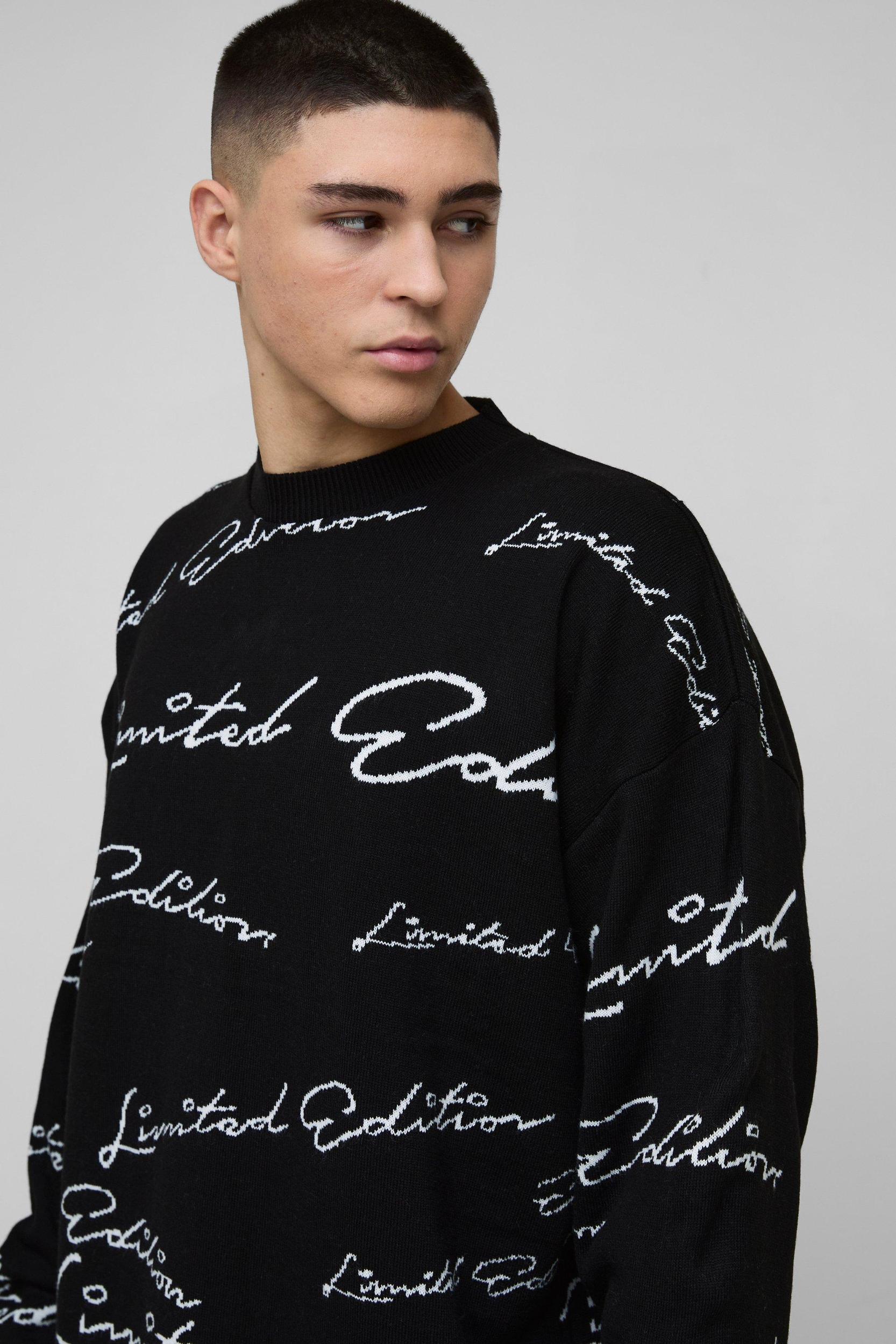 Oversized Limited Edition Knitted Sweater | boohooMAN USA Product Image