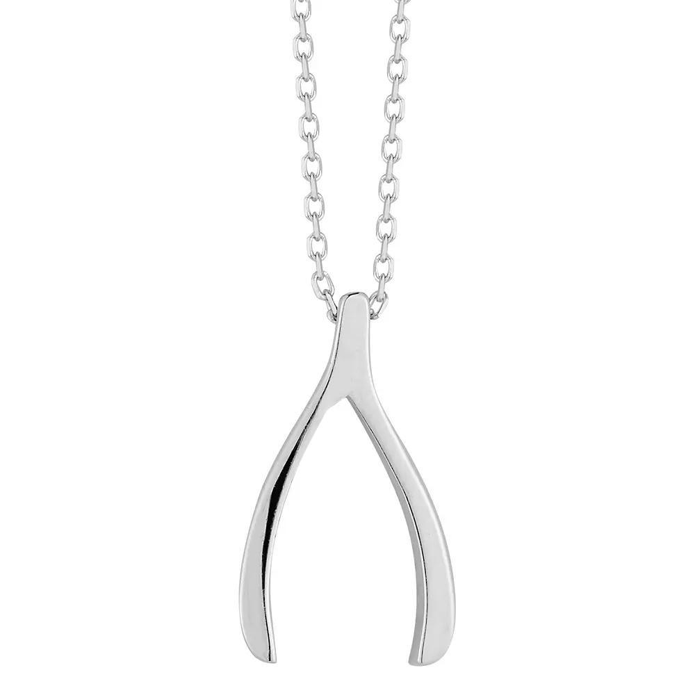 LUMINOR GOLD Wishbone Pendant Necklace, Women's, Size: 18", White Product Image