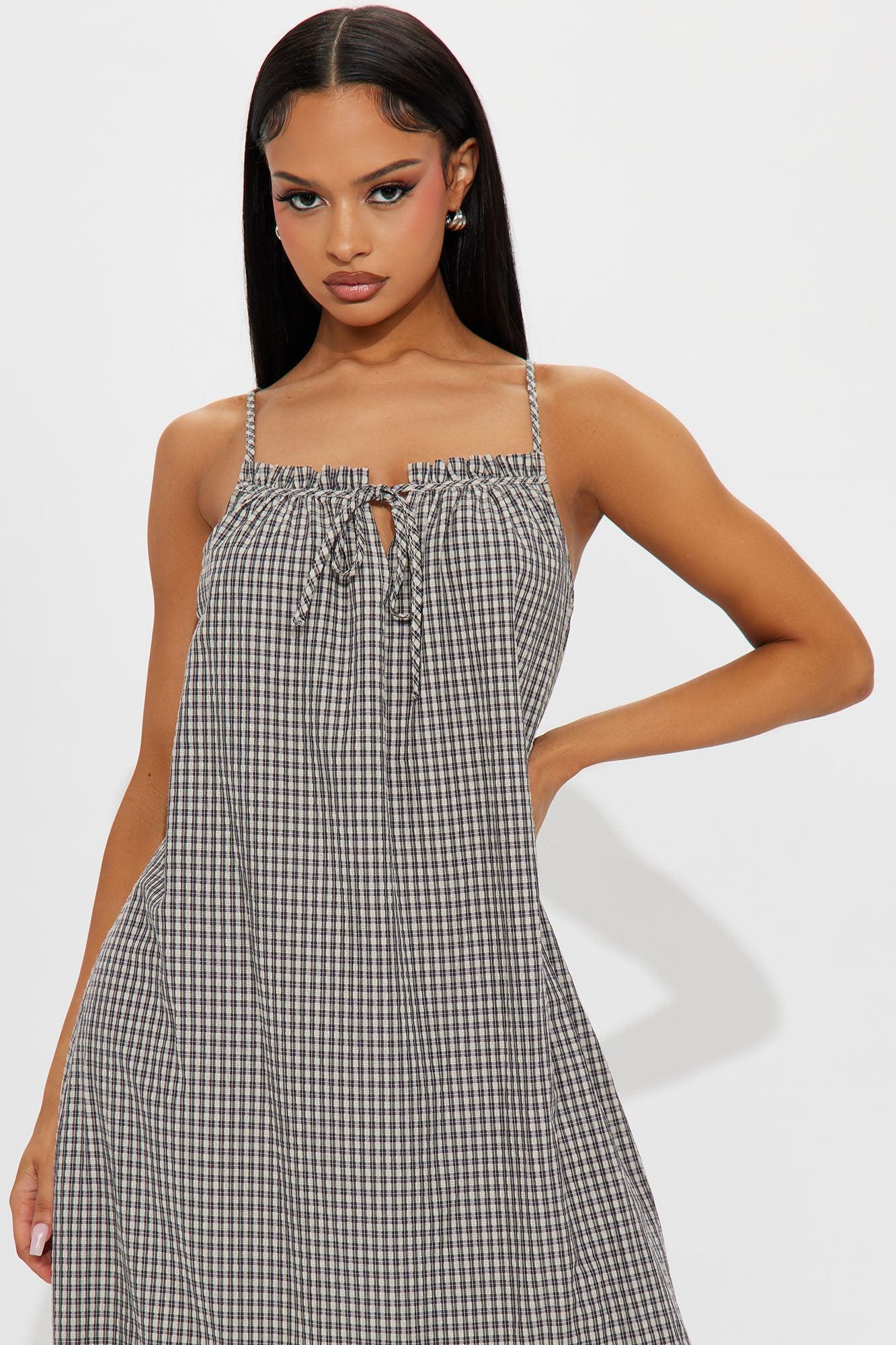 Sweet Home Gingham Maxi Dress - Grey/combo Product Image