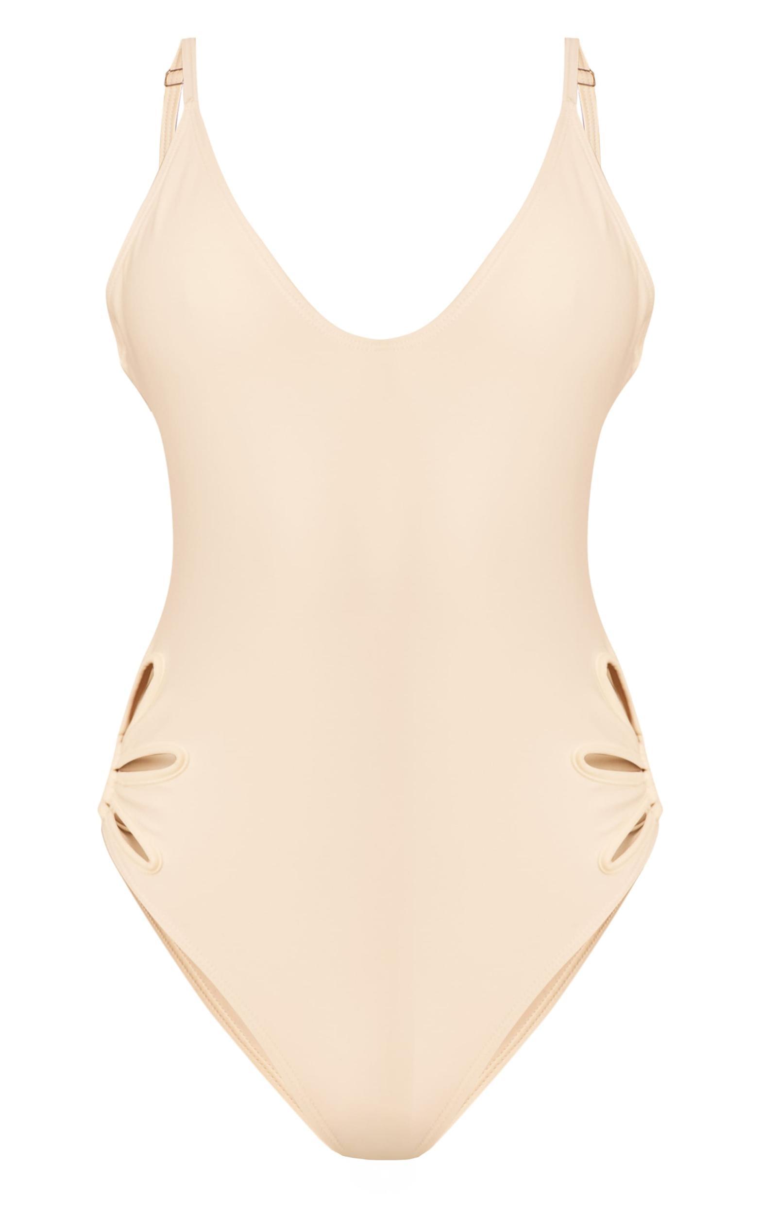 Cream Cut Out Hip Detail Swimsuit Product Image