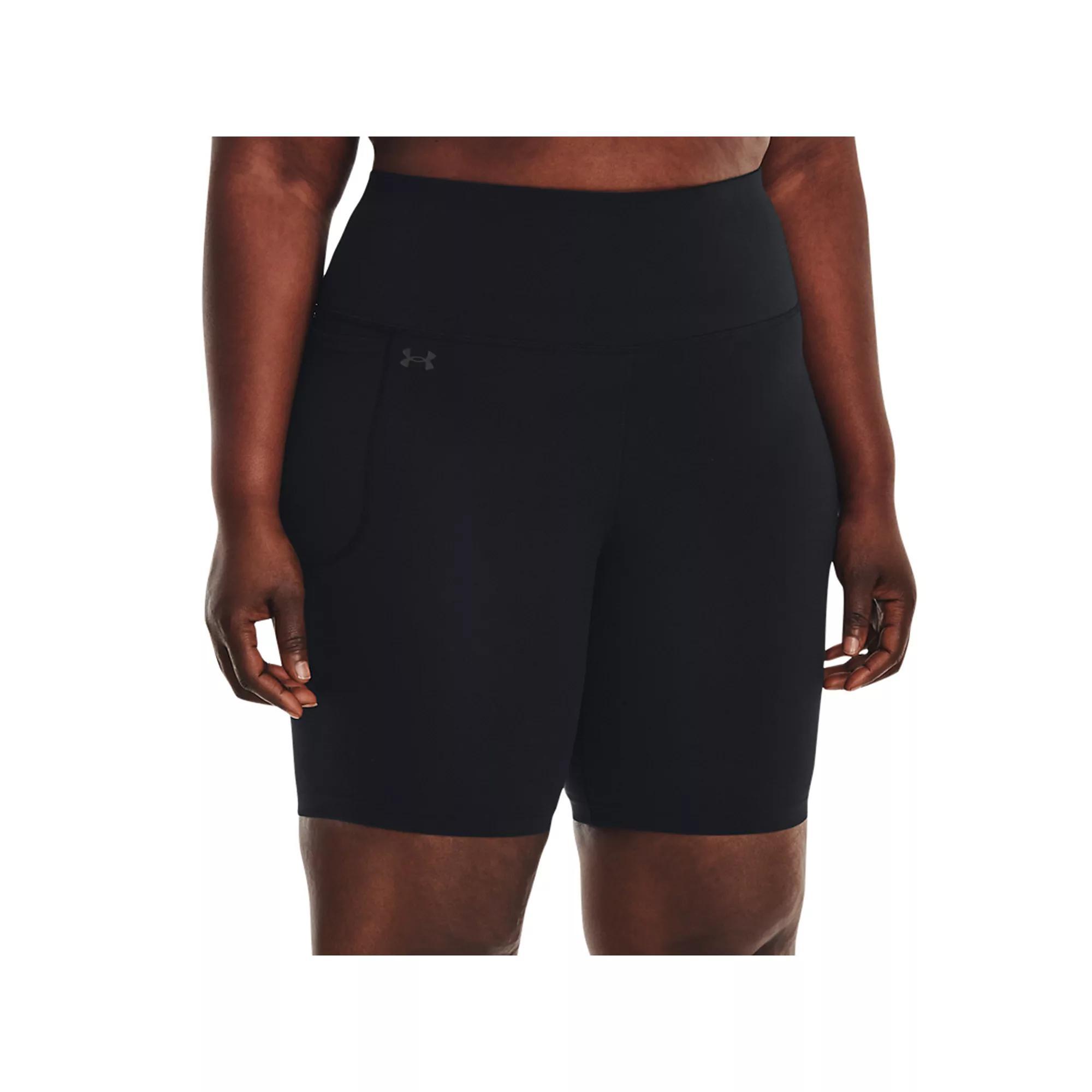 Plus Size Women's Under Armour 8-in. High-Rise Motion Bike Shorts, Size: 1XL, Black  Gray Product Image