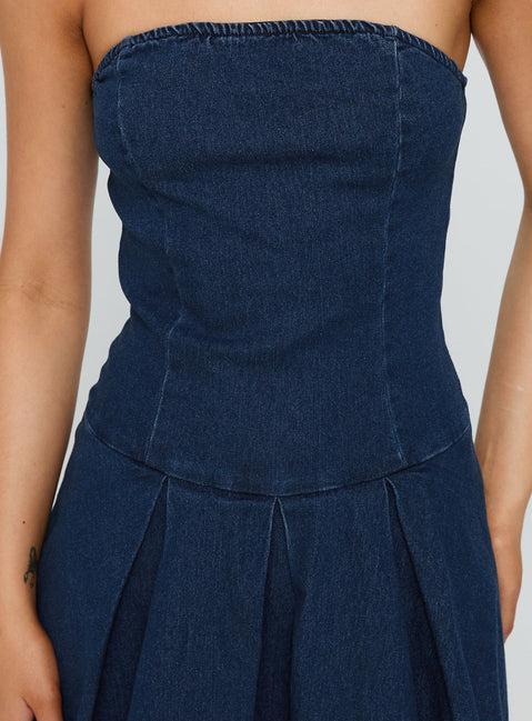 Fantastical Strapless Playsuit Dark Denim Product Image