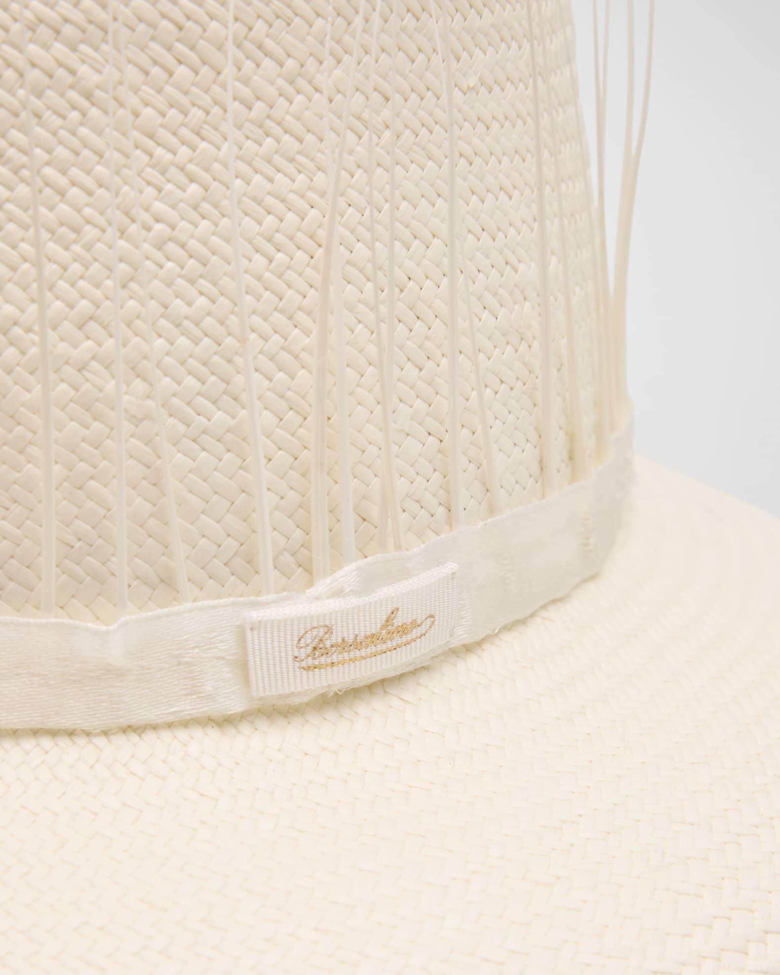 Violet Panama Hat With Goose Feather Band  Product Image