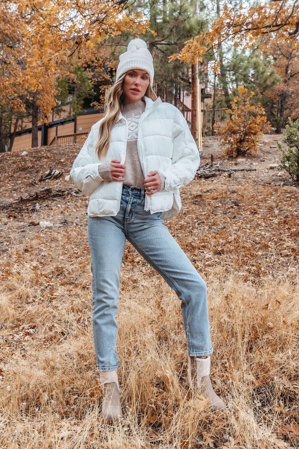 White Zip Up Puffer Jacket - FINAL SALE Product Image