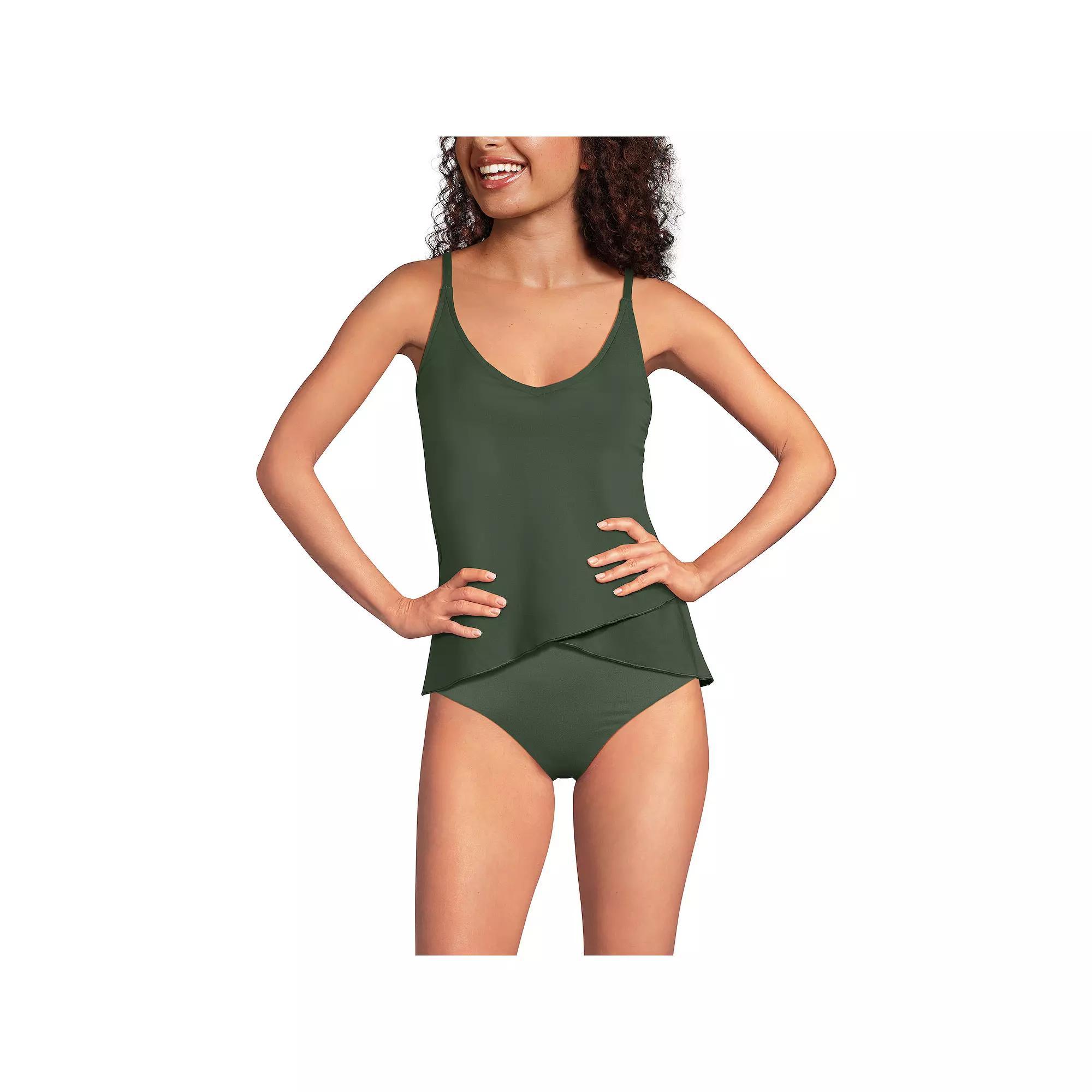 Women's Lands' End Chlorine Resistant Tulip Hem Tankini Swimsuit Top, Size: XL, Rich Olive Green Product Image