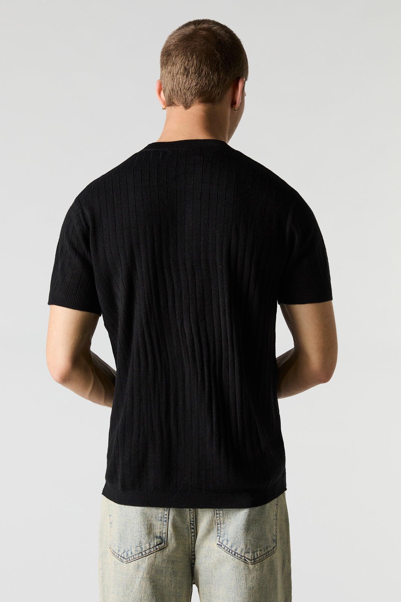 Ribbed Knit T-Shirt Male Product Image