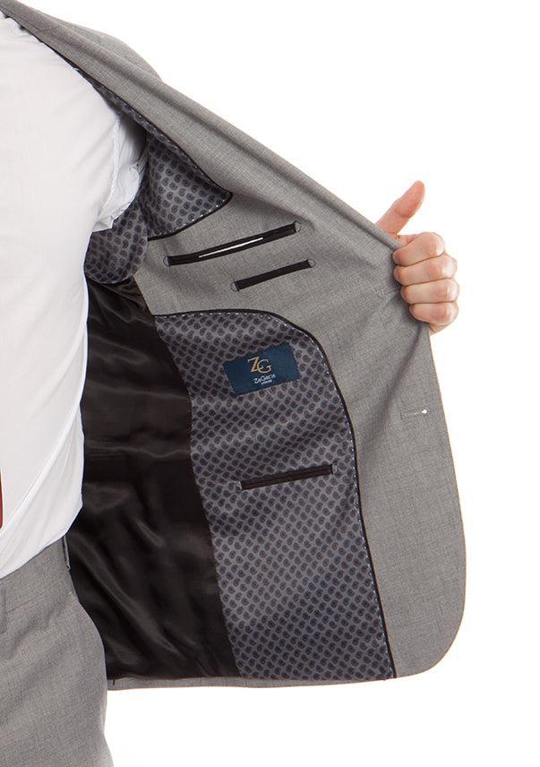 Arezzo Collection - 100% Wool Suit Modern Fit Italian Style 2 Piece in Gray Product Image