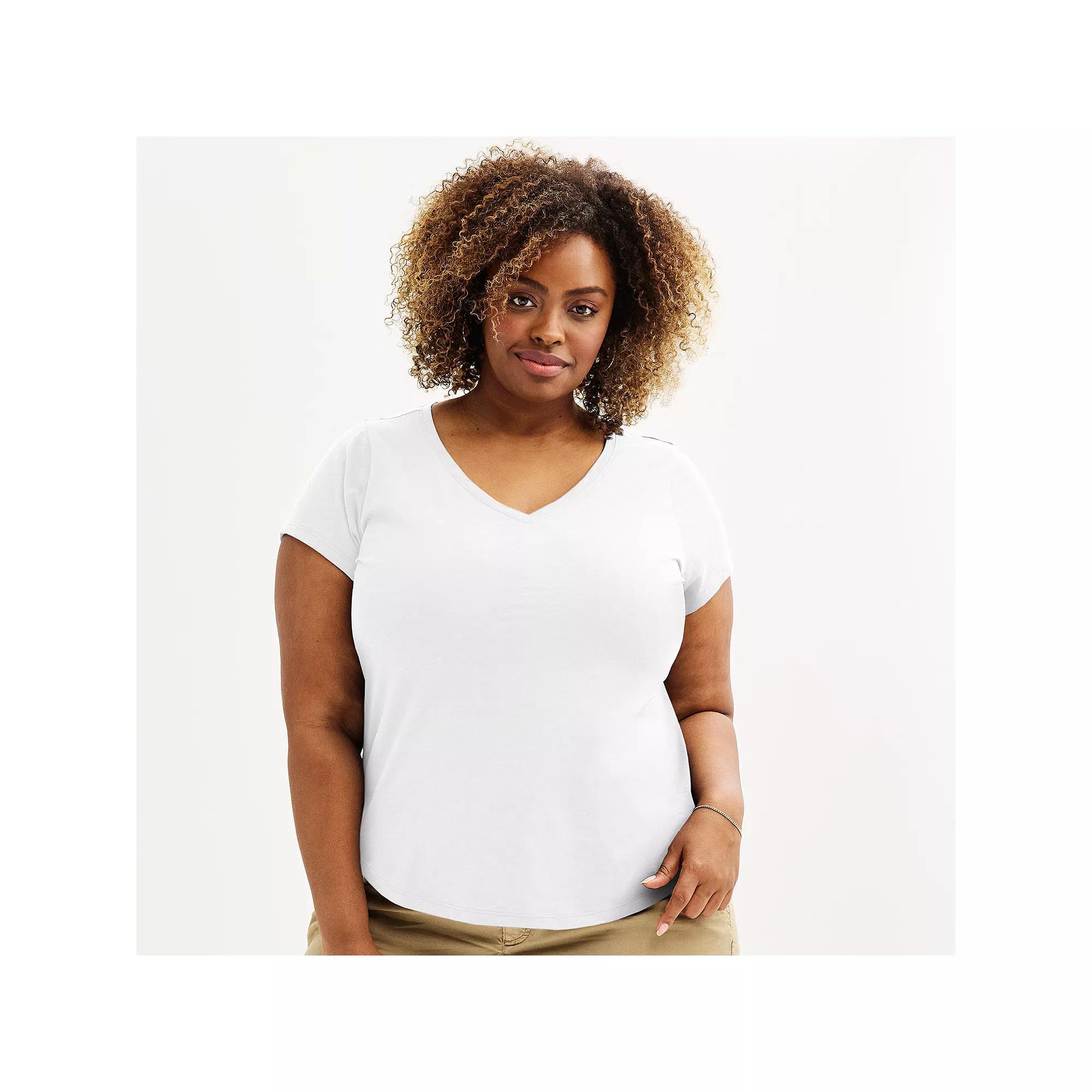 Plus Size Sonoma Goods For Life® Everyday V-Neck T-Shirt, Women's, Size: 2XL, Vital White Product Image
