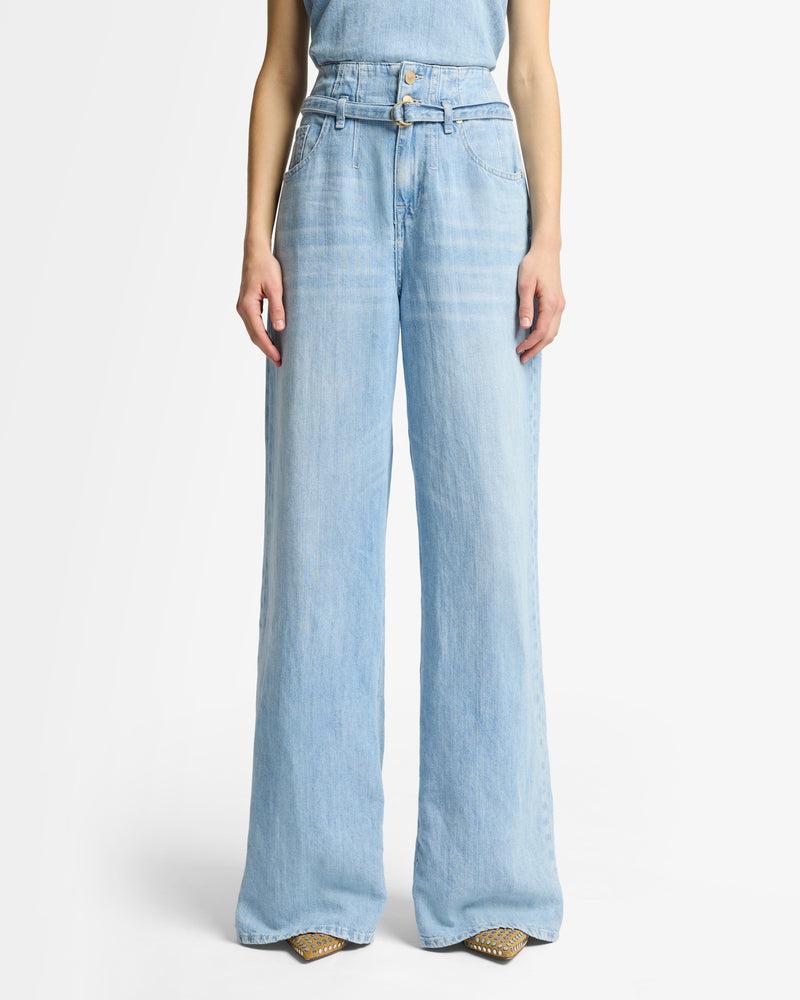 Indigo Linen Belted Wide Leg Product Image
