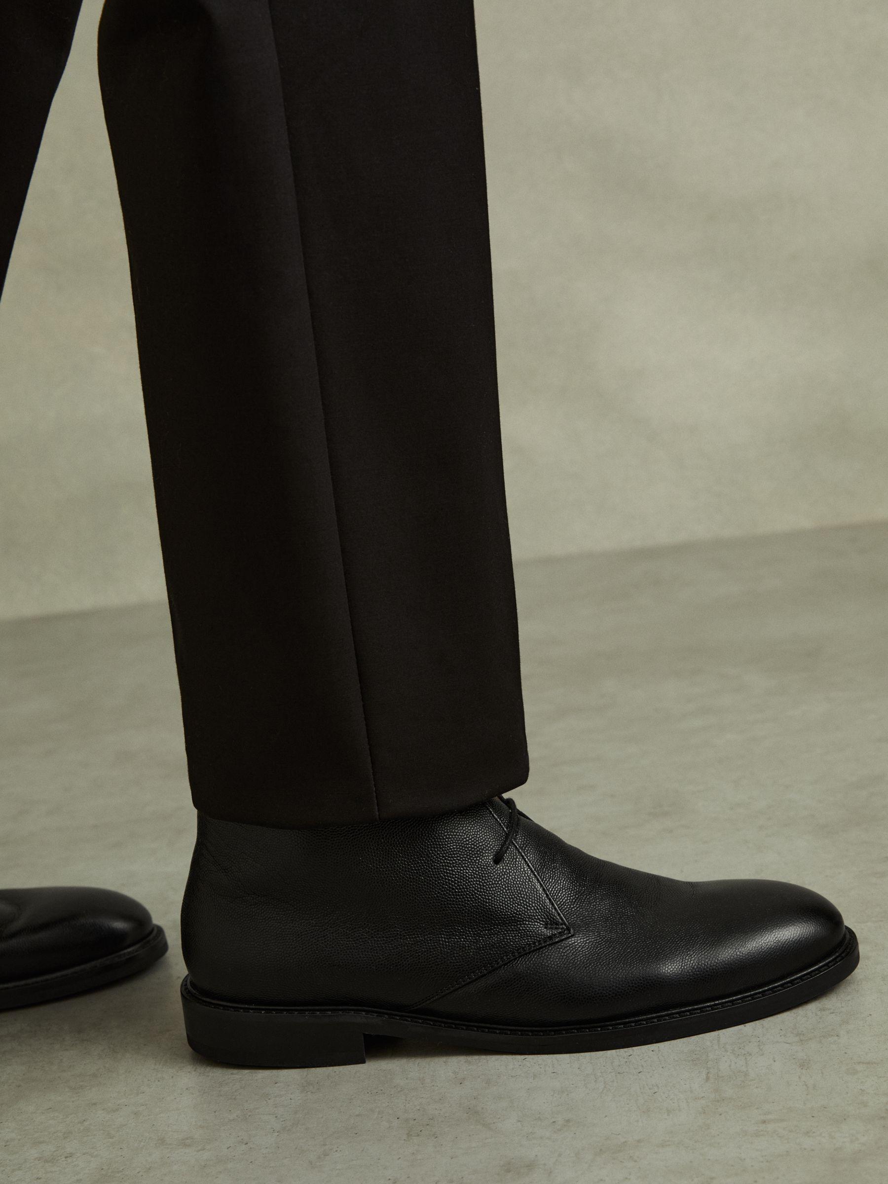 Cooper Black Grained Leather Chukka Boots Product Image