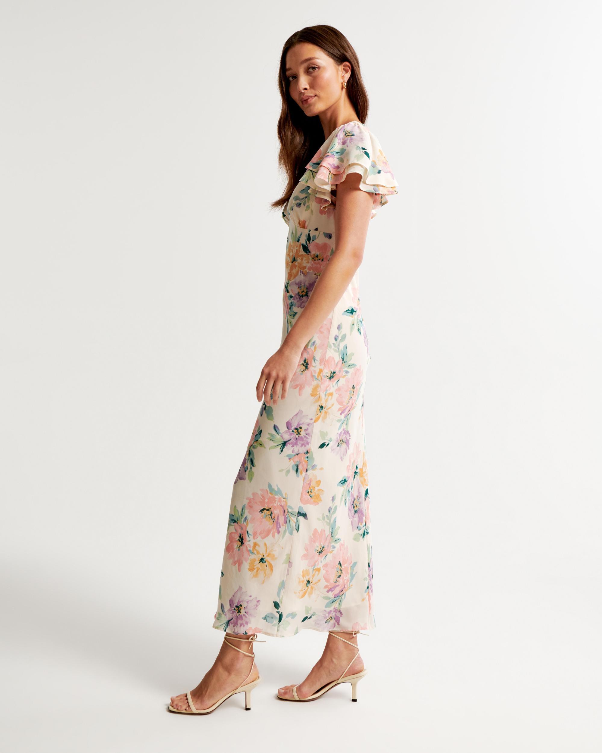 Ruffle Sleeve Slip Maxi Dress Product Image