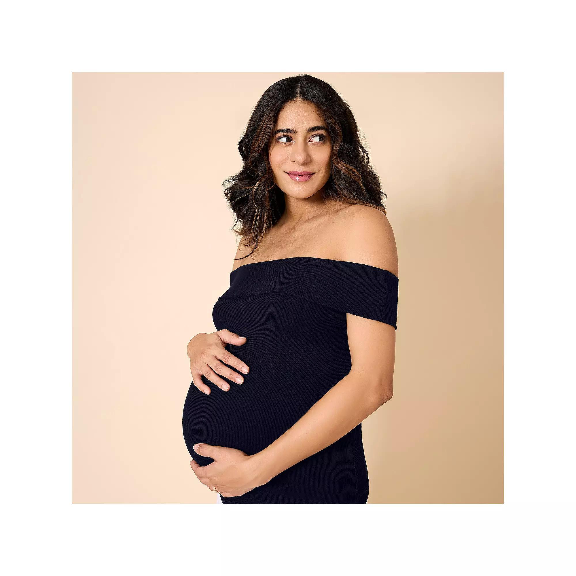 Maternity Motherhood® Off-The-Shoulder Top, Women's, Size: Large-Mat, Black Product Image