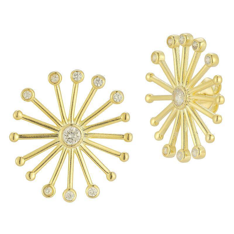 Sunkissed Sterling Cubic Zirconia Sun Ray Earrings, Womens, Gold Tone Product Image