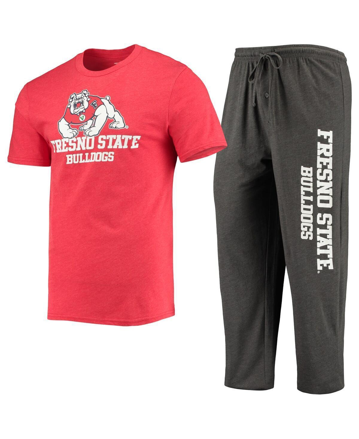 Men's Concepts Sport Heathered Charcoal/Red Fresno State Bulldogs Meter T-Shirt & Pants Sleep Set, Size: Small, Csf Charco Product Image