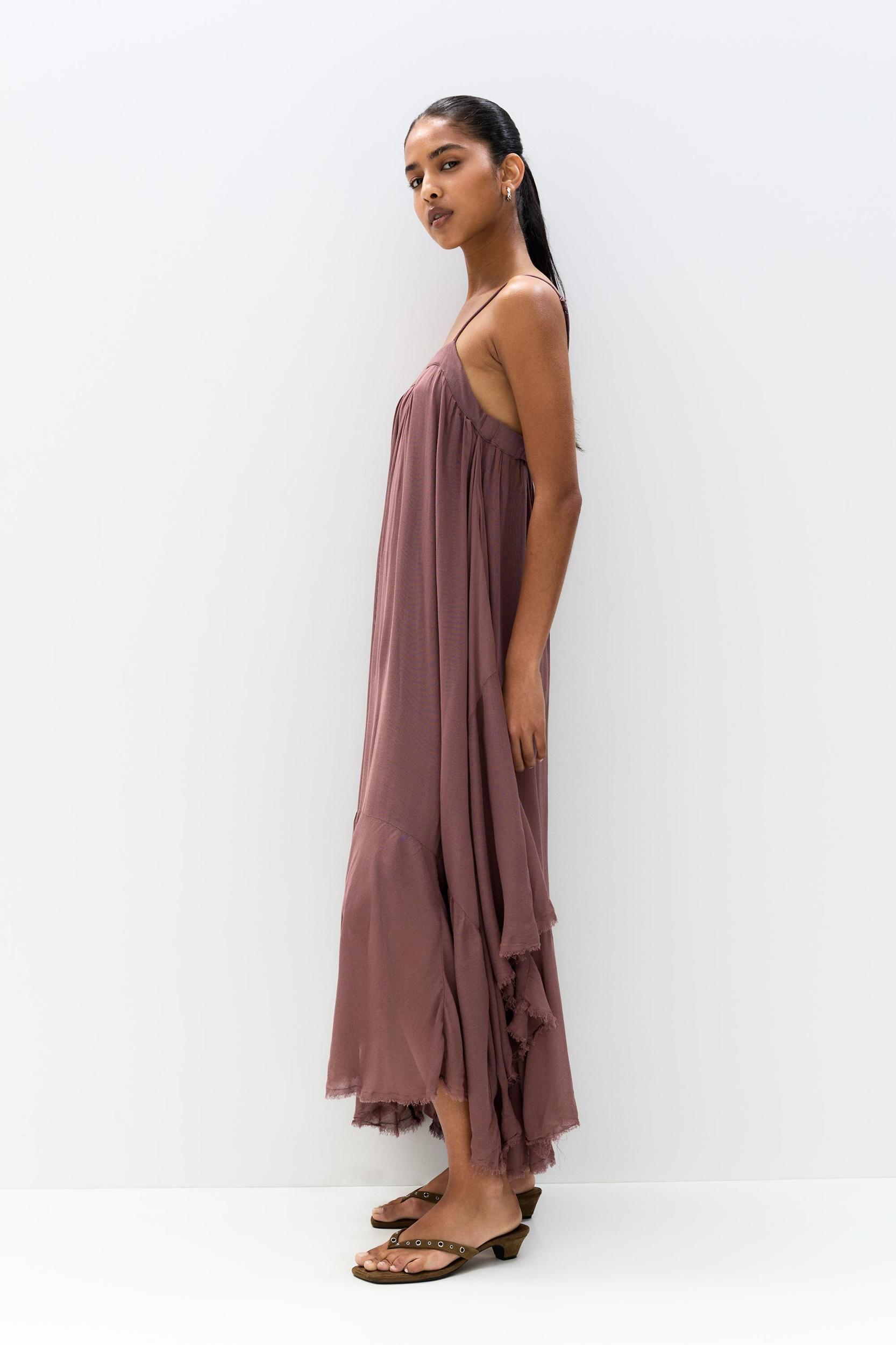 Midi dress with ruffled hem Product Image