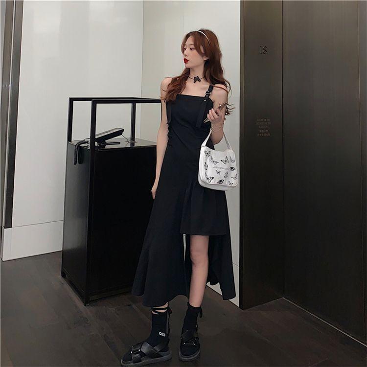Asymmetric Sleeveless Midi A-Line Dress Product Image