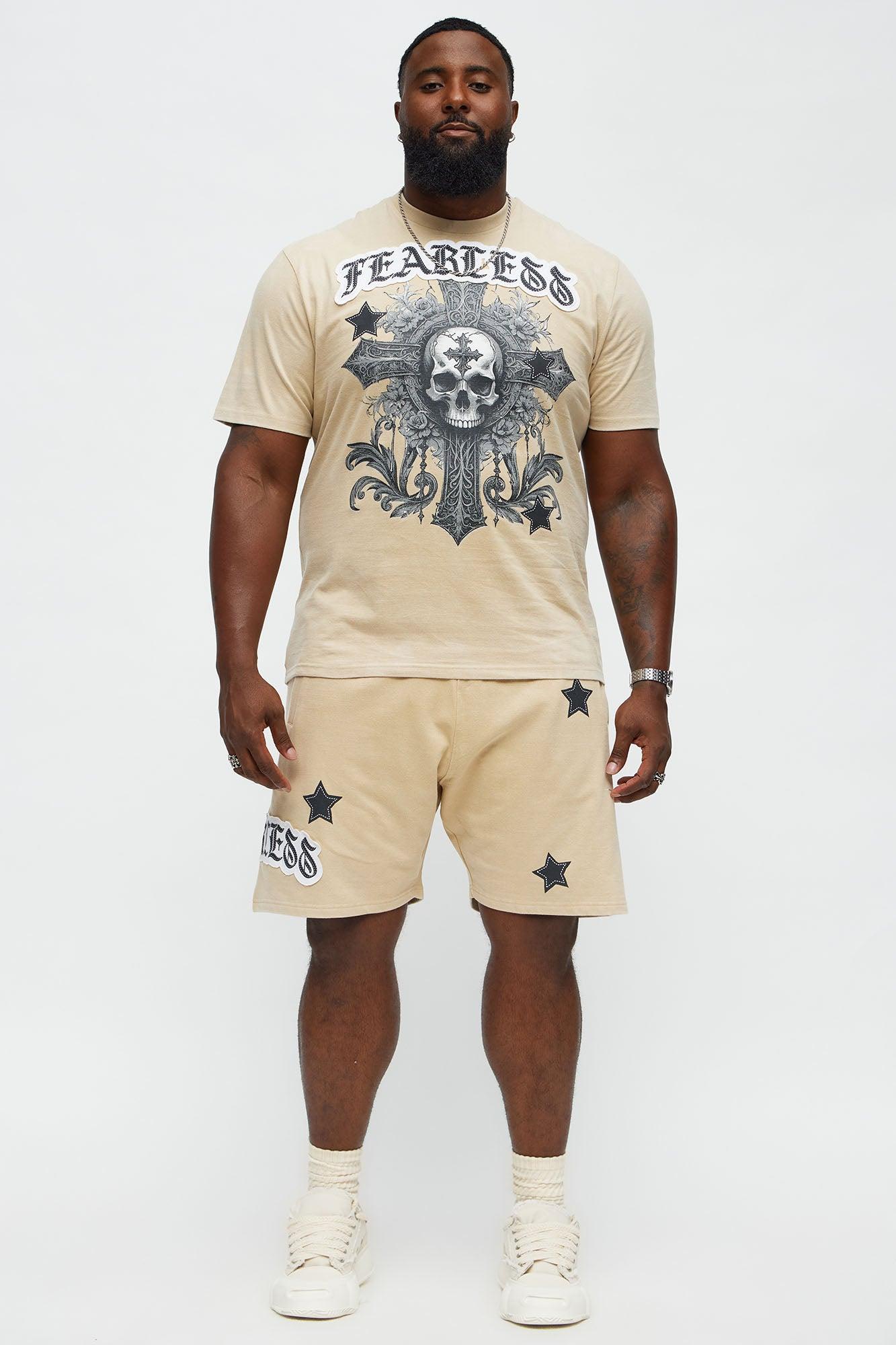 Repent And Fearless Short Sleeve Tee - Khaki Male Product Image