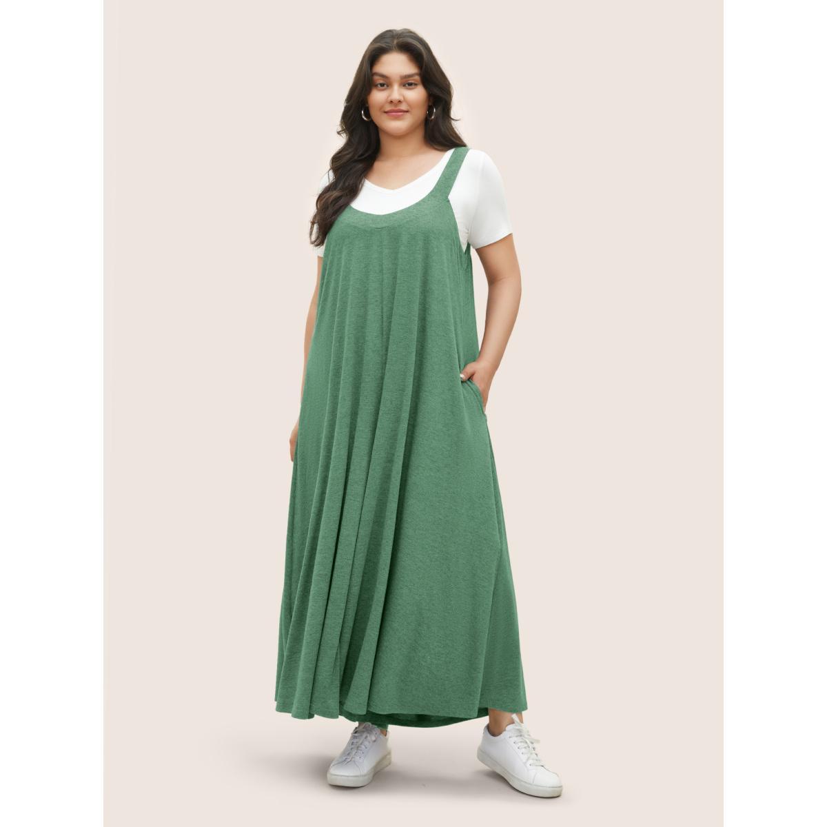 Plus Size Palemauve Supersoft Essentials Solid Pocket Adjustable Straps Jumpsuit Women Casual Sleeveless Non Everyday Loose Jumpsuits BloomChic 10/M Product Image